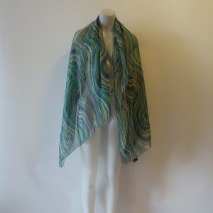 *Womens Cejan Beachwear Multicolor Striped Semi-Sheer Swim Scarf Sarong Cover-Up